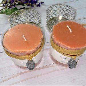 Pair of threshold pumpkin candles & candleholders